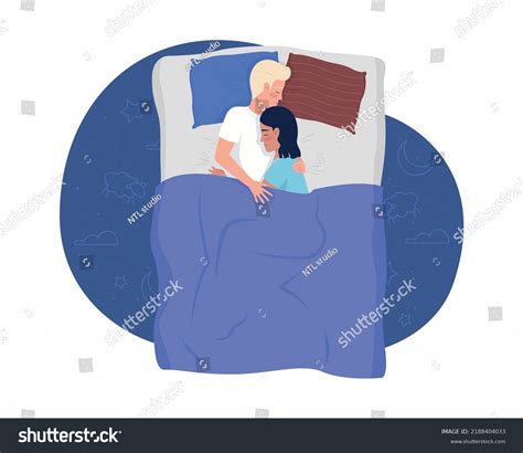 Hugging Man Woman Sleeping Bed 2d Stock Vector Royalty Free 2188404033 Shutterstock