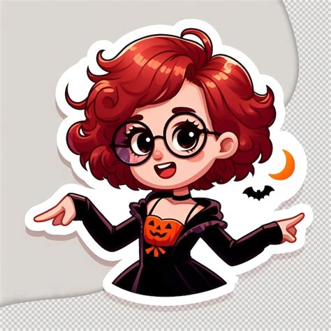 Premium Psd Red Girl With A Halloween Costume Transperant Sticker Design