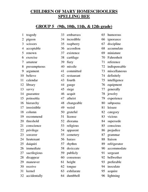 Spelling Words List Grade Spelling Spelling Words