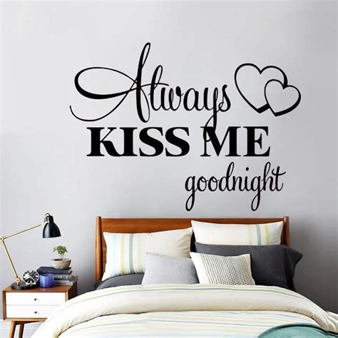 Always Kiss Me Goodnight Wall Sticker Wall Stickers Bedroom Romantic Wall Decals Headboard