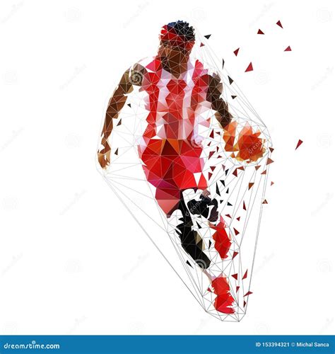 Basketball Player Running With Ball Low Polygonal Vector Illustration