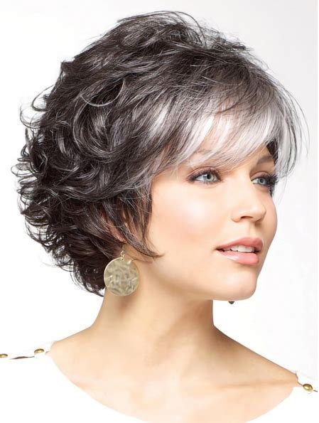 Natural Looking Grey Curly Short Classic Wigs For Older Women With Full
