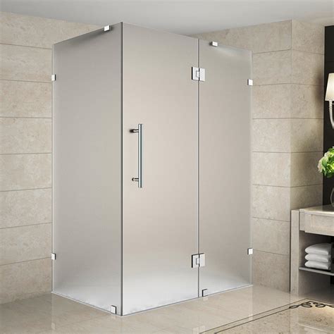 aston avalux 48 x 36 x 72 completely frameless hinged shower enclosure frosted glass