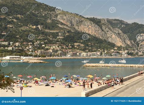 Menton France June 18 2019 People Rest On The Beach Of The Menton