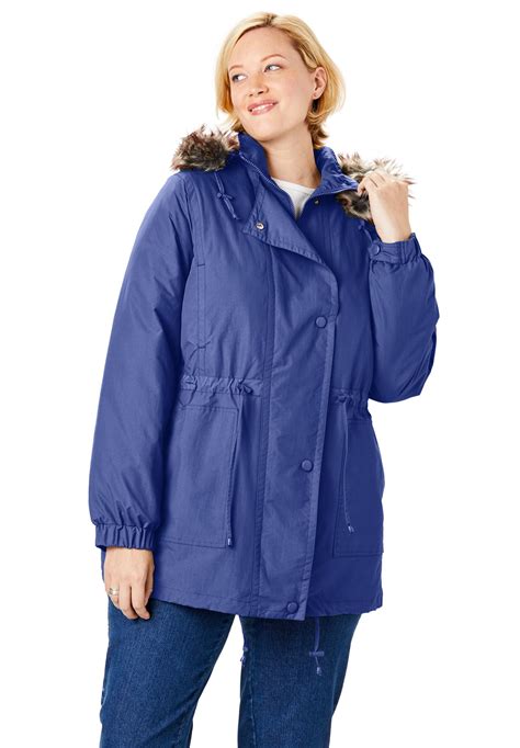 Woman Within Womens Plus Size Quilt Lined Taslon Anorak Jacket