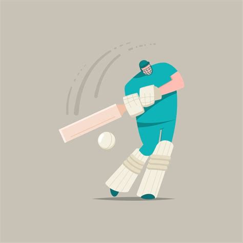 Joueur De Cricket Avec Batte Et Balle Personnage Plat De Dessin Animé
