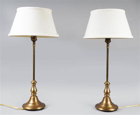 Lot Pair Of Brass Lamps By Visual Comfort