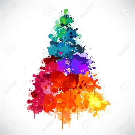 Colorful Abstract Paint Splash Christmas Tree Colorful Abstract