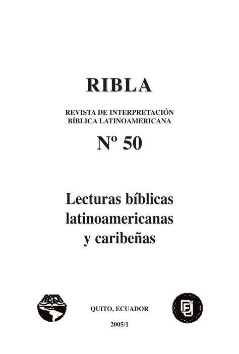 Pdf Ribla Ribla Revista De Interpretaci N B Blica Latinoamericana N