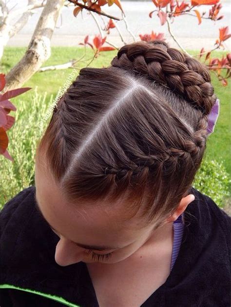 Two Braids And A Braided Bun Updo Ballet Hairstyles French Braid