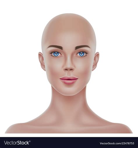 Realistic Bald Hairless Woman Portrait 3d Vector Image