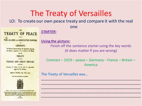 The Treaty Of Versailles Lesson Powerpoint Teaching Resources