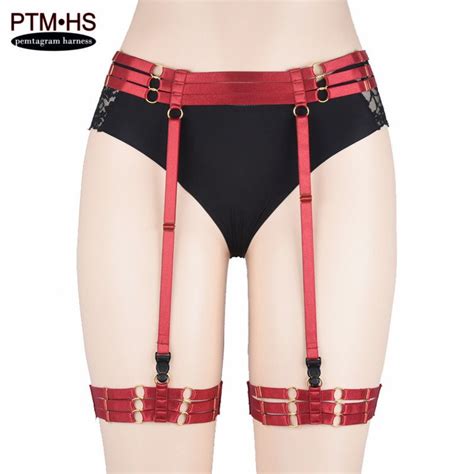 2021 Womens High Waist Garter Belts Bondage Thigh Stocking Suspender Belt Red Black Elastic
