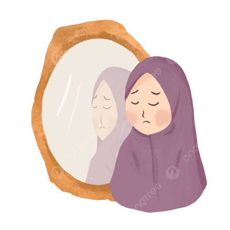 Anxious Png Transparent Anxious Muslim Girl With Mirror Illustration
