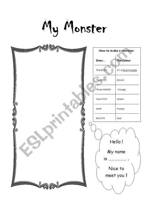 Create A Monster Worksheet Printable Calendars At A Glance