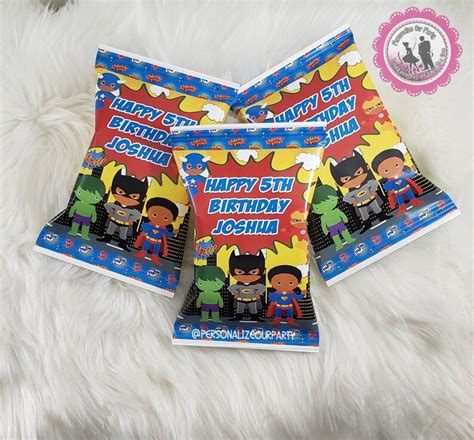 Super Hero Chip Bag Wrappers Superhero Chip Bag Favors Super Etsy