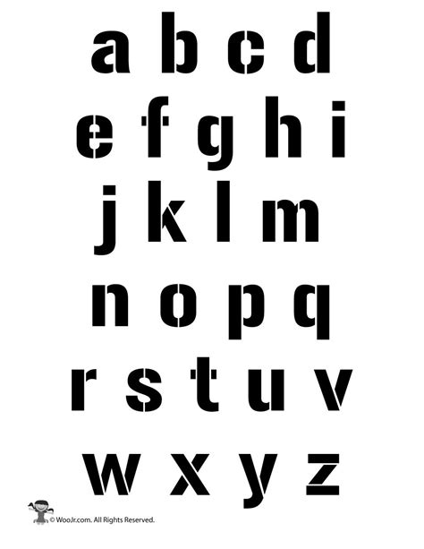 Lowercase Alphabet Stencil Letter Set Woo Jr Kids Activities