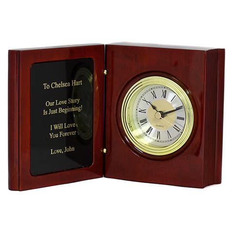 Book Of Life Personalized Rosewood Desk Clock Executive