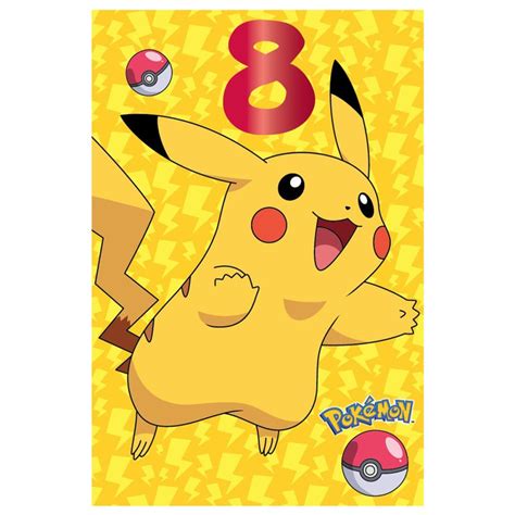 Pikachu Pokemon 8th Birthday Card 250633 Character Brands