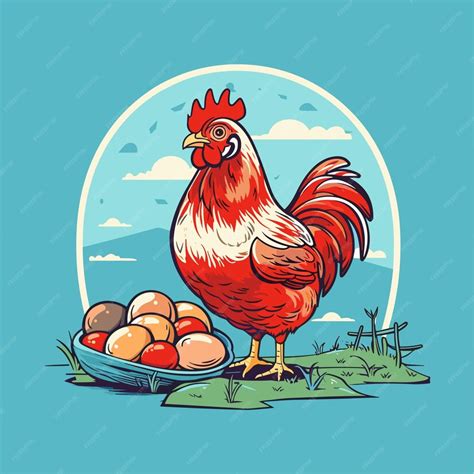 Premium Vector Cartoon Hen Incubates The Eggs Farm Hen Chicken Vector