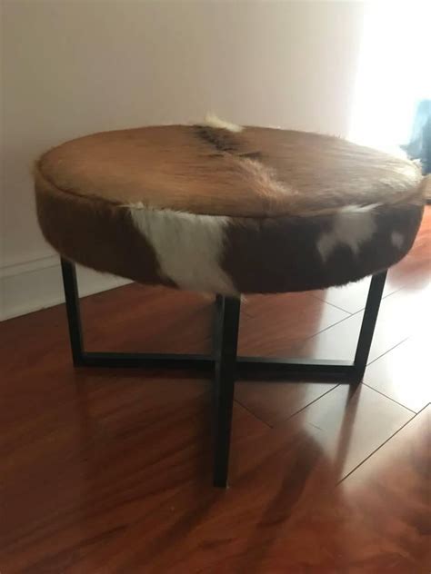 Find custom fabric by the yard for your dream upholstery, drapery and pillows. Circular Upholstered Cowhide Bench For Sale at 1stDibs