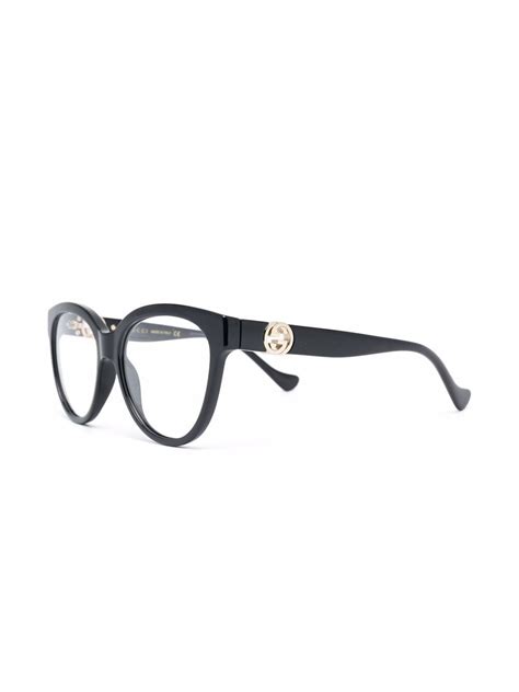 Gucci Eyewear Logo Plaque Round Frame Glasses Farfetch