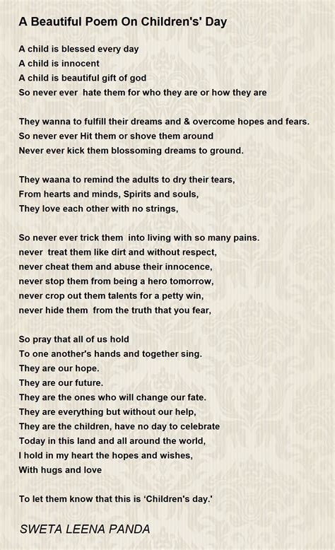 A Beautiful Poem On Childrens Day Poem By Sweta Leena Panda Poem Hunter