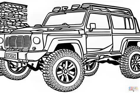 Off Road 4x4 Coloring Page · Creative Fabrica