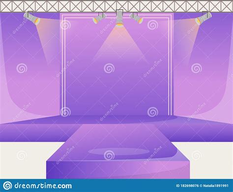 Violet Runway Platform Flat Color Vector Illustration Stock Vector