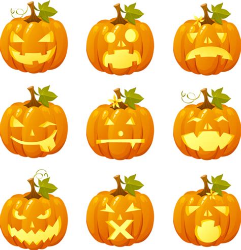 Halloween Pumpkins Mixed Icons Vector Vectors Graphic Art Designs In