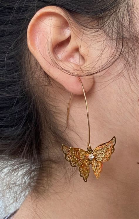 Gold Butterfly Earrings Butterfly Earrings Crystal Etsy
