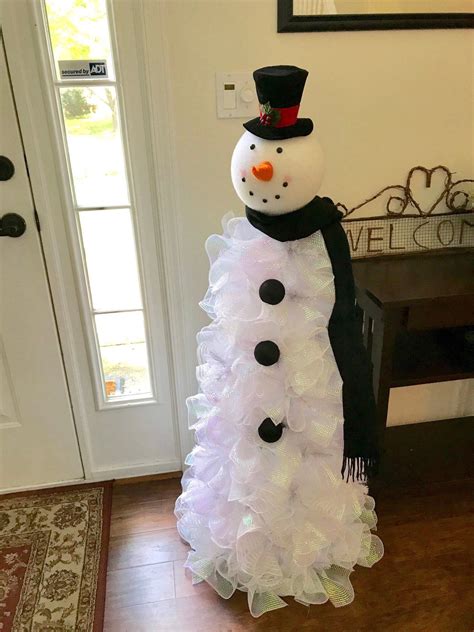 Snowman Tree Diy Christmas Tree Mesh Tutorial Snowman Video Etsy