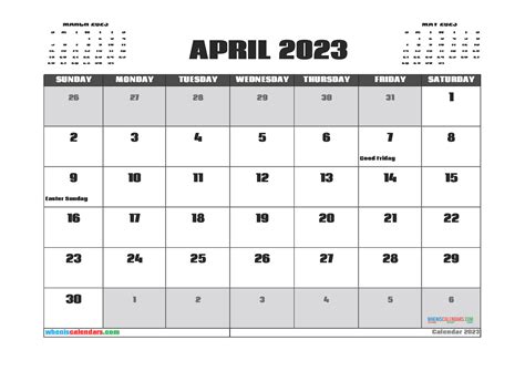 Free Printable April 2023 Calendar 12 Templates