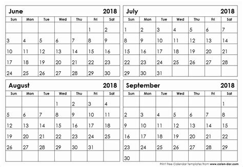 Calendar Template 4 Months Per Page Example Calendar Printable