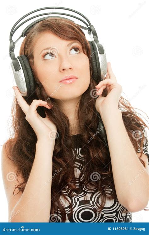 Beautiful Woman Listening Music Stock Image Image Of Women Smiling