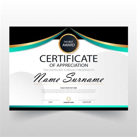 Elegant Wavy Horizontal Certificate Template Vector Free Download