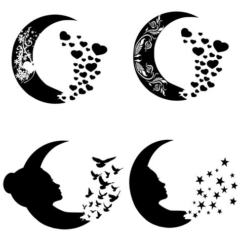 Floral Moon In Svg Png Dxf Eps Transperant Moon Bundle Etsy