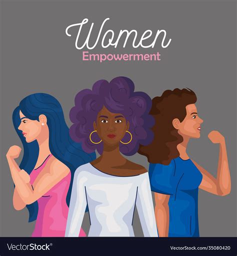 Women Empowerment With Cartoons From Side Vector Image