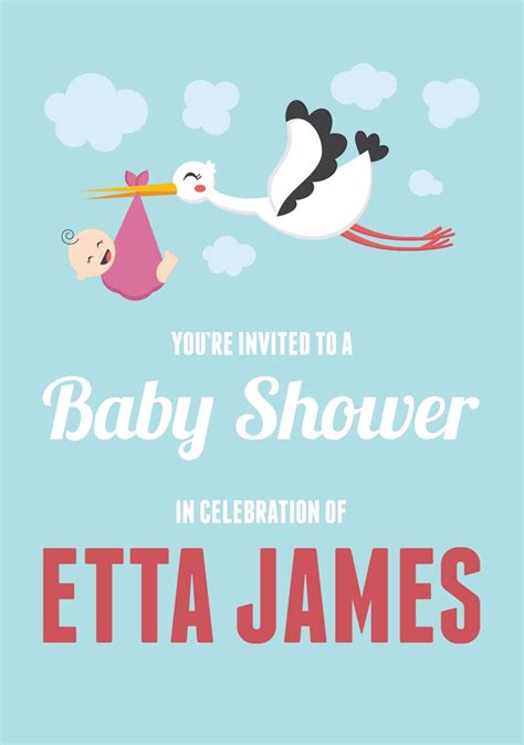 Stork Themed Baby Shower Birth Party Invite Ret Folksy