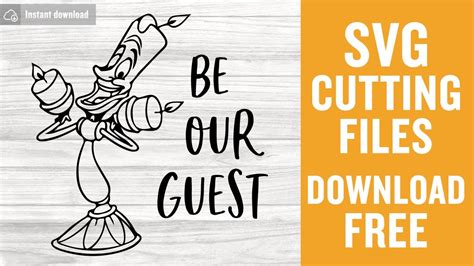 Be Our Guest Lumiere Svg Free Cut File For Cricut Youtube