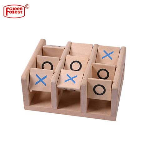 Wooden Travel Board Game With Fixed Pieces Wooden Tic Tac Toe Game