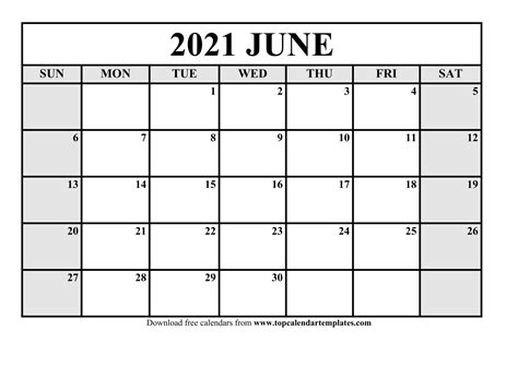 Free June 2021 Calendar Printable Pdf Word Templates Top Calendar Templates Printable