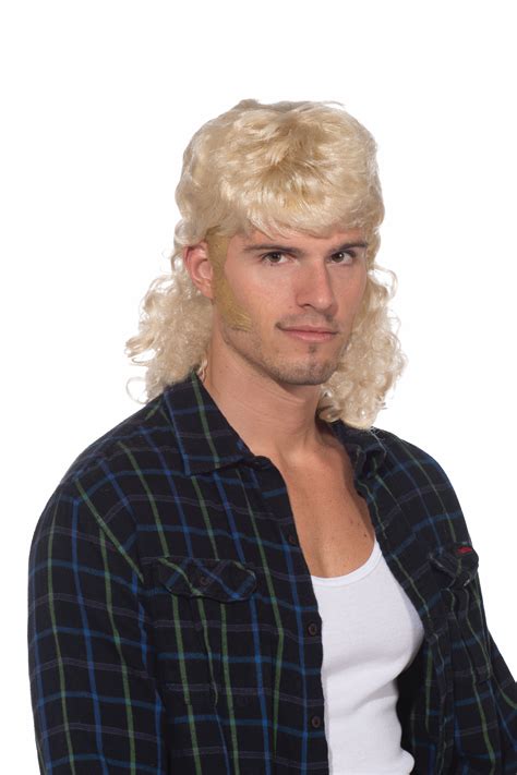 Curly 80s Hillbilly Rocker Mullet Man Hair Wig Adult Mens Costume