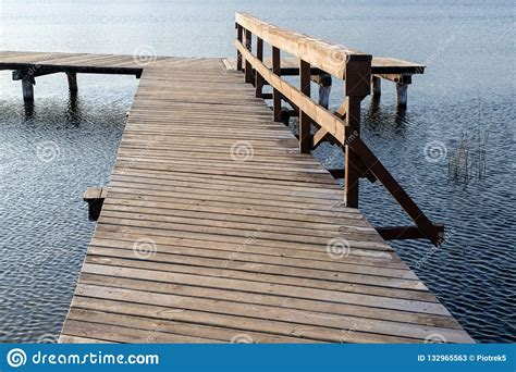 Wooden Old Bridge Over The Lake A Place Of Summer Recreation Af Stock