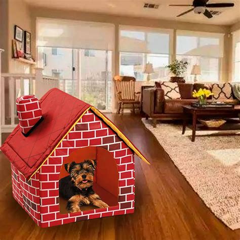 Portable Brick Pet Dog House Nest Removable Warm And Cozy Kennel For