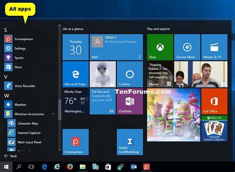 Add or Remove Items for All Apps in Start menu in Windows ...