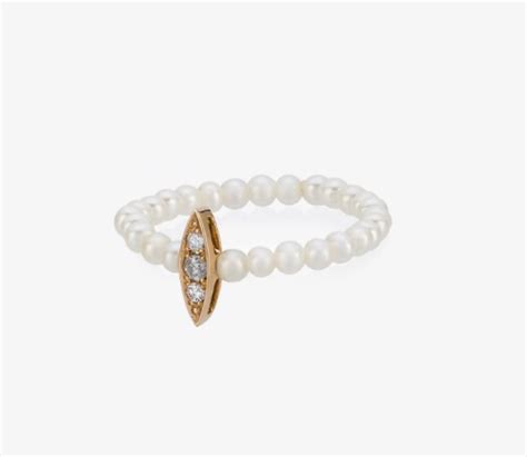 Anissa Kermiche Anissa Kermiche Perle Rare Mini Pearl And Diamond Ring