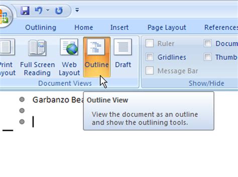 How To Demote And Promote A Topic In Outline View In Word 2007 Dummies