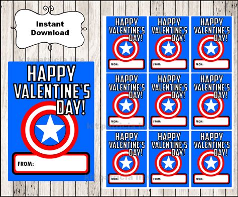 Captain America Valentine Cards Superhero Valentines Printable