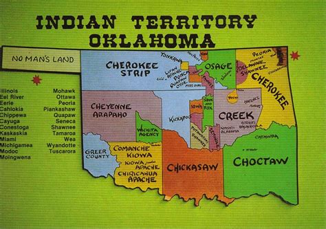 Oklahoma Indian Territory Map Postcard Indian Territory Indian